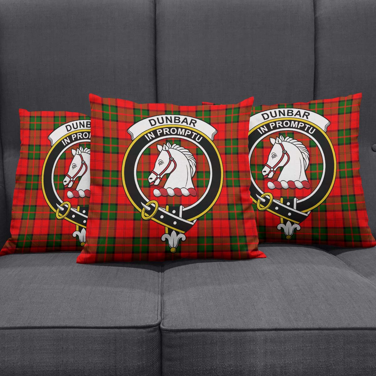 Dunbar Modern Tartan Pillow Cover with Family Crest Square Pillow Cover - Tartanvibesclothing