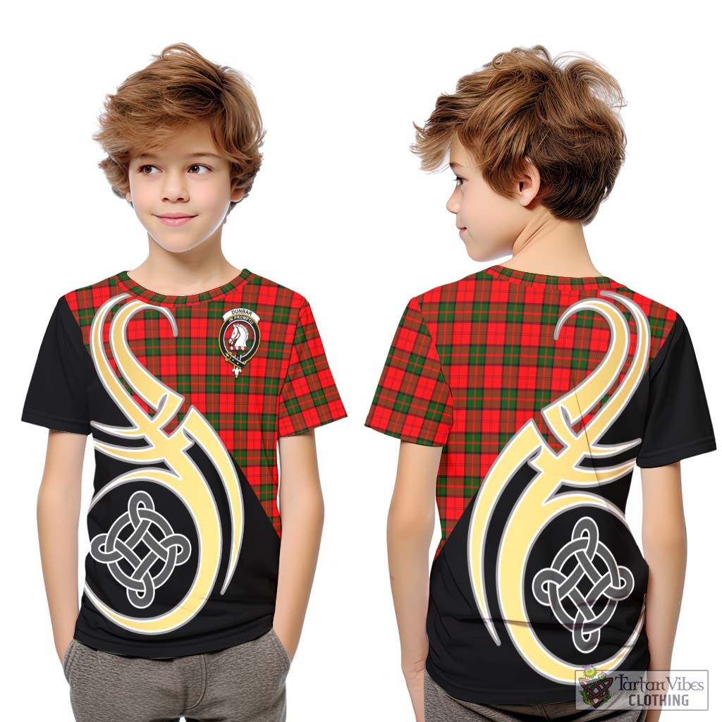 Dunbar Modern Tartan Kid T-Shirt with Family Crest and Celtic Symbol Style Youth XL Size14 - Tartan Vibes Clothing