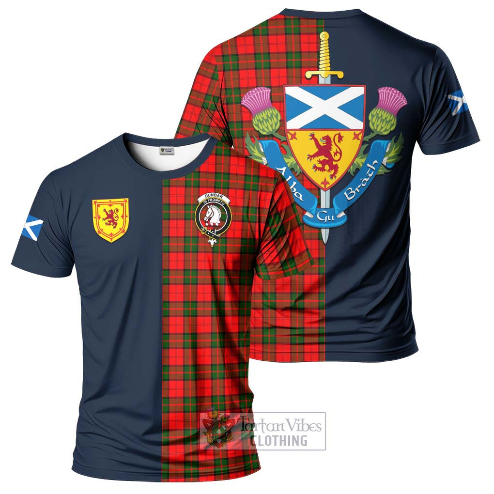 Tartan Vibes Clothing Dunbar Modern Tartan T-Shirt Alba with Scottish Lion Royal Arm Half Style