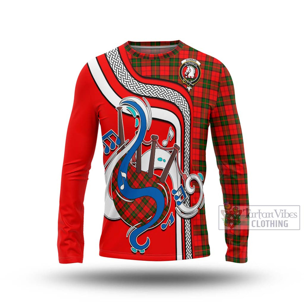 Tartan Vibes Clothing Dunbar Modern Tartan Long Sleeve T-Shirt with Epic Bagpipe Style