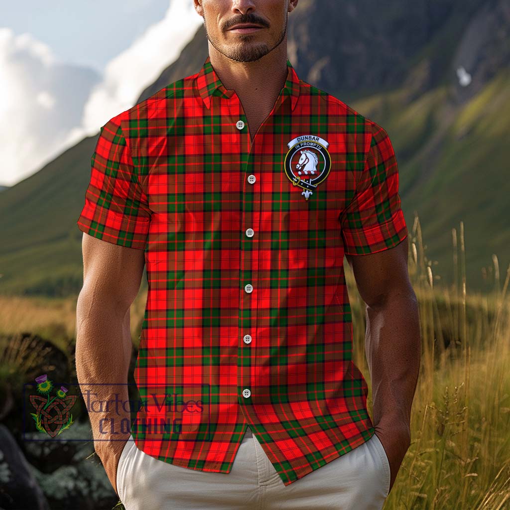 Tartan Vibes Clothing Dunbar Modern Tartan Cotton Hawaiian Shirt with Family Crest