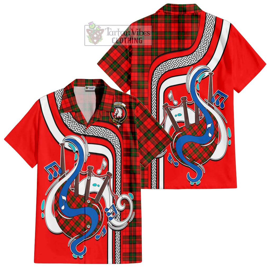 Dunbar Modern Tartan Short Sleeve Button Shirt with Epic Bagpipe Style Kid - Tartanvibesclothing Shop