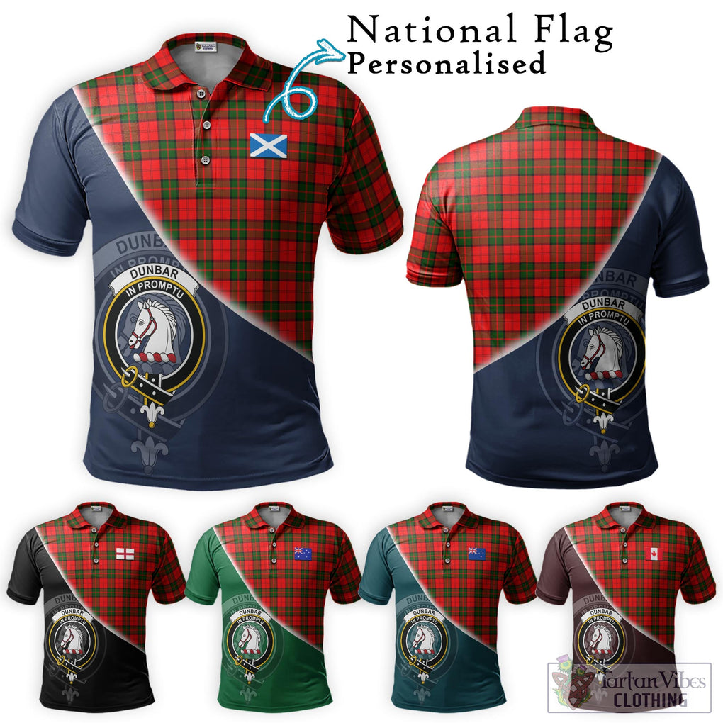 Dunbar Modern Tartan Polo Shirt with Personalised National Flag and Family Crest Half Style Maroon - Tartanvibesclothing Shop