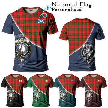 Dunbar Modern Tartan T-Shirt with Personalised National Flag and Family Crest Half Style