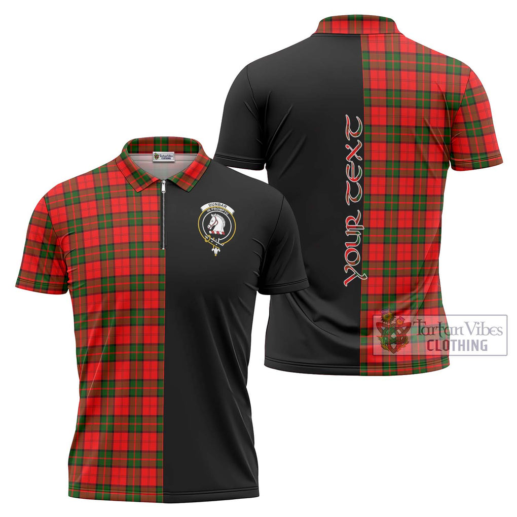 Dunbar Modern Tartan Zipper Polo Shirt with Family Crest and Half Of Me Style Unisex - Tartanvibesclothing Shop