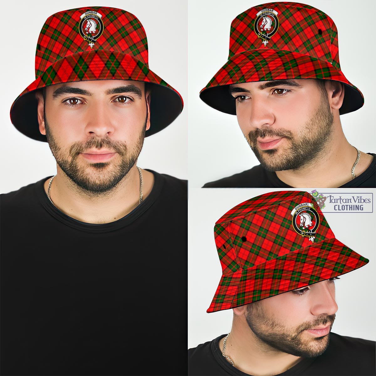 Tartan Vibes Clothing Dunbar Modern Tartan Bucket Hat with Family Crest