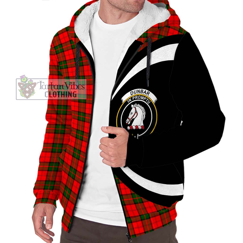 Dunbar Modern Tartan Sherpa Hoodie with Family Crest Circle Style Unisex S - Tartan Vibes Clothing