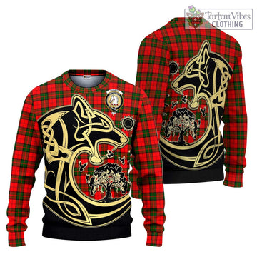 Dunbar Modern Tartan Ugly Sweater with Family Crest Celtic Wolf Style