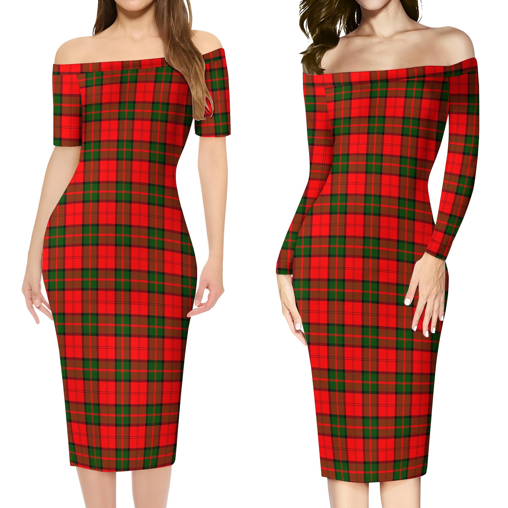 Dunbar Modern Tartan Off Shoulder Lady Dress Women's Dress - Tartanvibesclothing