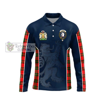 Dunbar Modern Tartan Long Sleeve Polo Shirt with Family Crest and Lion Rampant Vibes Sport Style