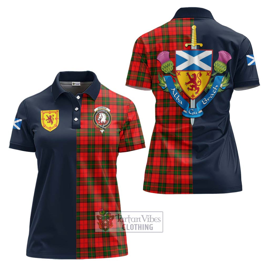 Tartan Vibes Clothing Dunbar Modern Tartan Women's Polo Shirt with Scottish Lion Royal Arm Half Style