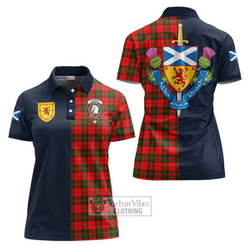 Dunbar Modern Tartan Women's Polo Shirt Alba with Scottish Lion Royal Arm Half Style