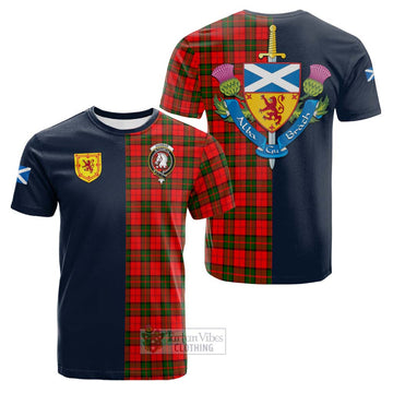 Dunbar Modern Tartan Cotton T-shirt Alba with Scottish Lion Royal Arm Half Style