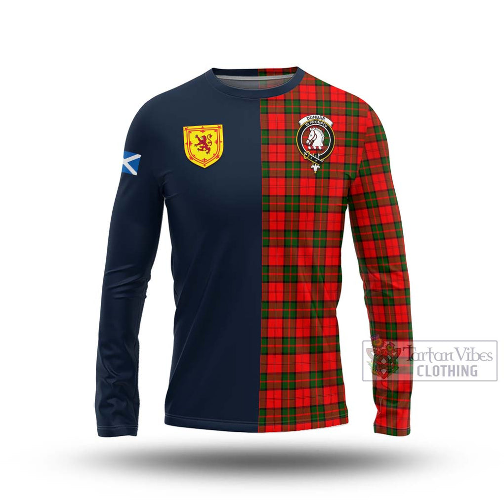 Tartan Vibes Clothing Dunbar Modern Tartan Long Sleeve T-Shirt with Scottish Lion Royal Arm Half Style