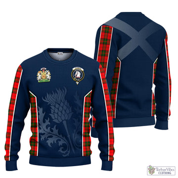 Dunbar Modern Tartan Knitted Sweatshirt with Family Crest and Scottish Thistle Vibes Sport Style