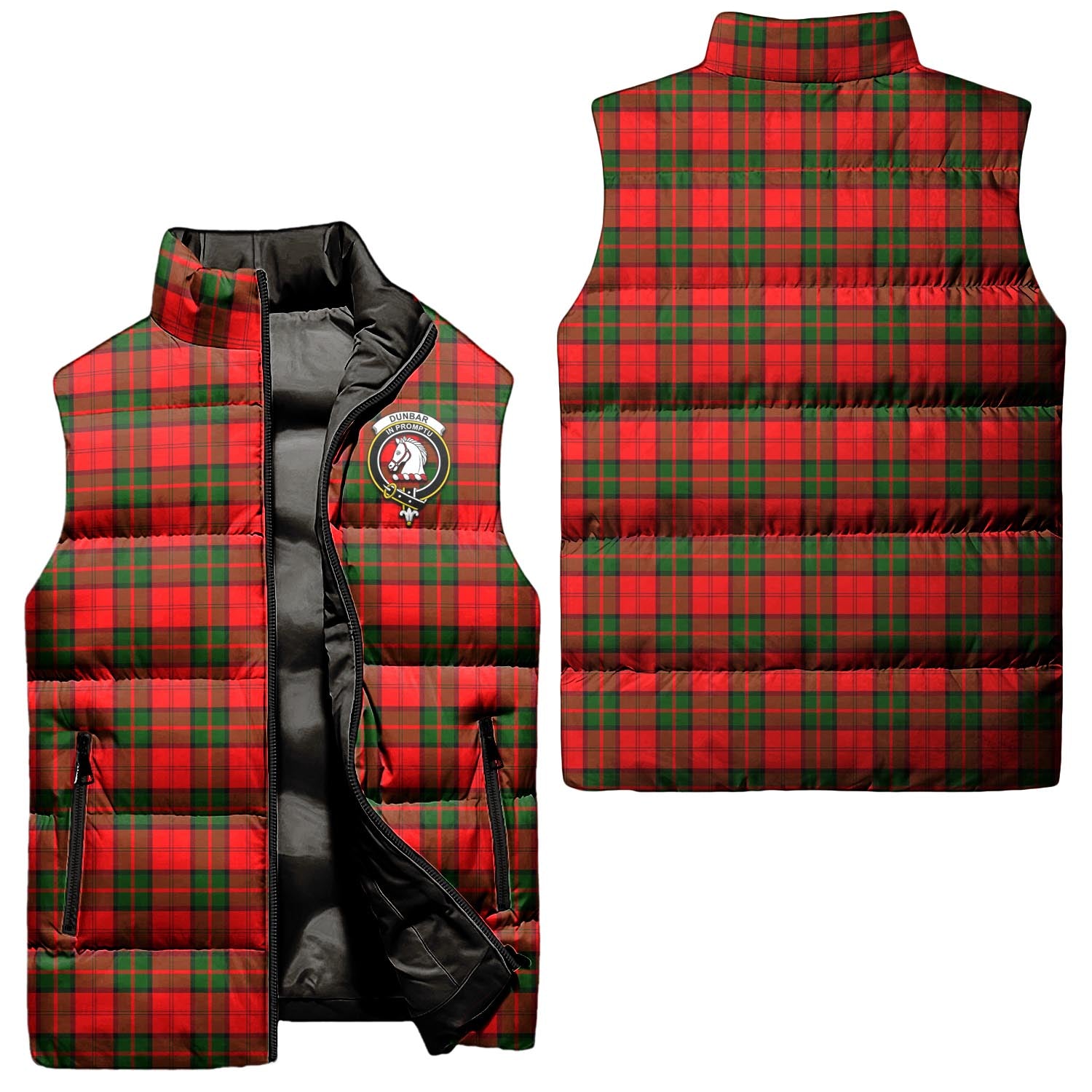 Dunbar Modern Tartan Sleeveless Puffer Jacket with Family Crest Unisex - Tartanvibesclothing