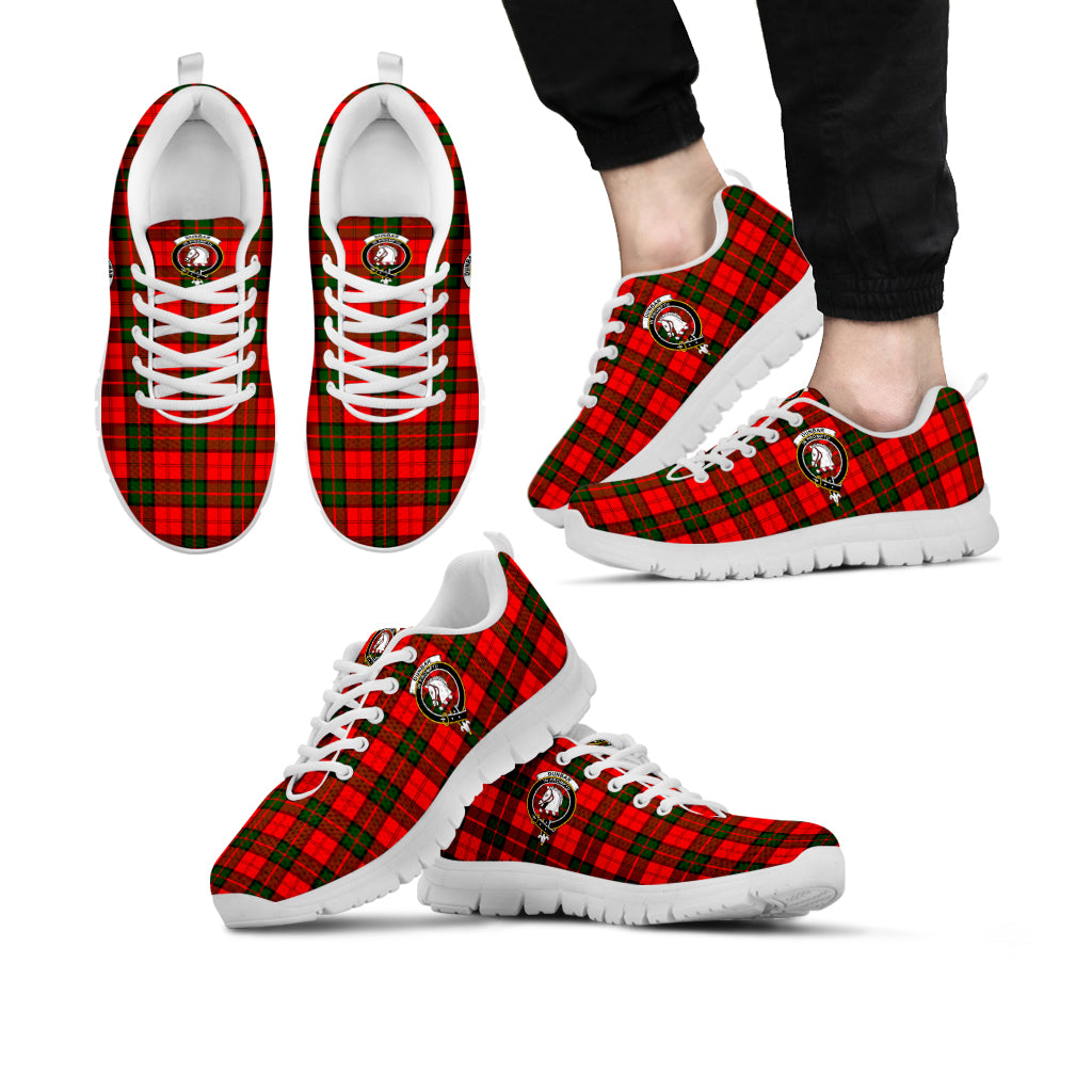 Dunbar Modern Tartan Sneakers with Family Crest Kid's Sneakers - Tartan Vibes Clothing