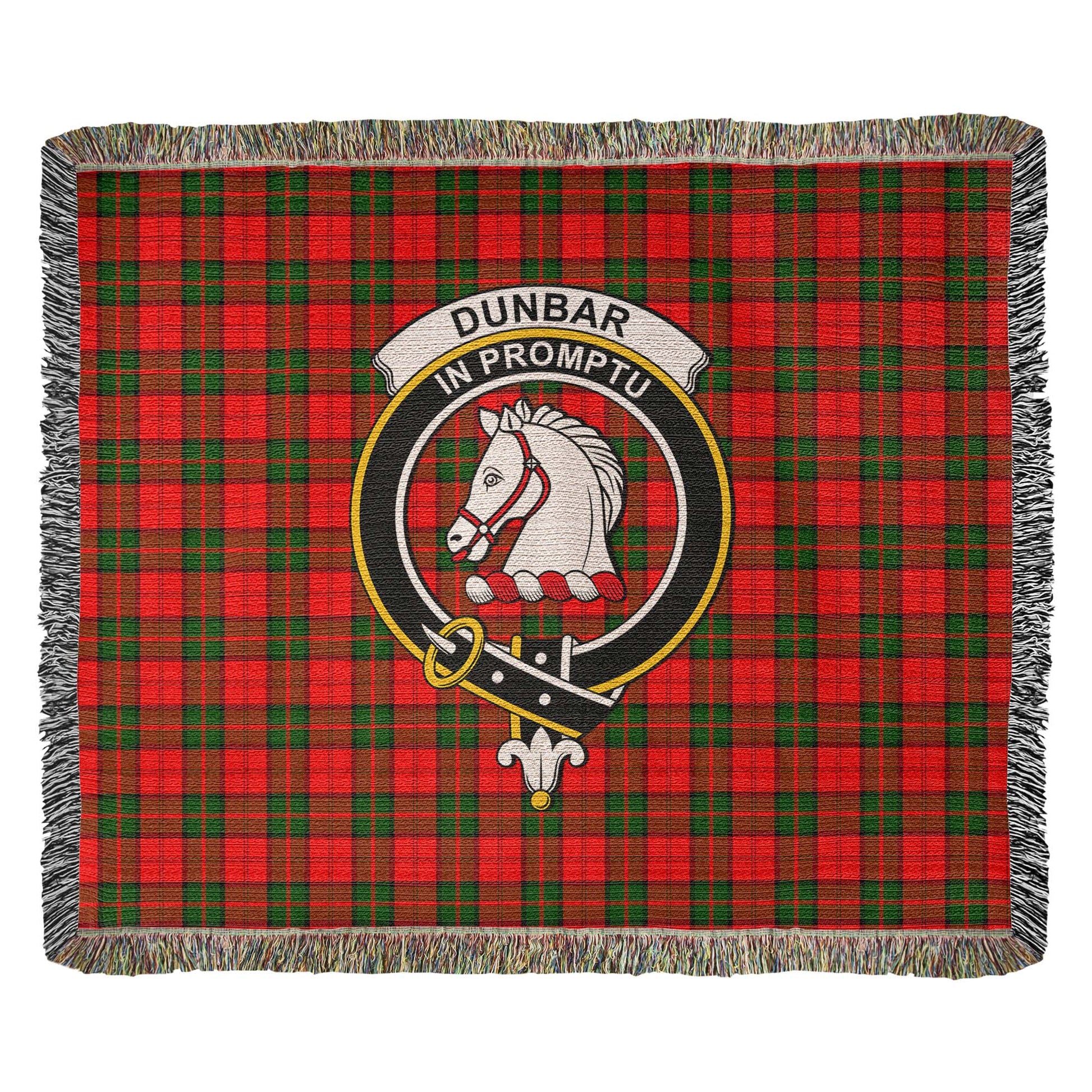 Tartan Vibes Clothing Dunbar Modern Tartan Woven Blanket with Family Crest