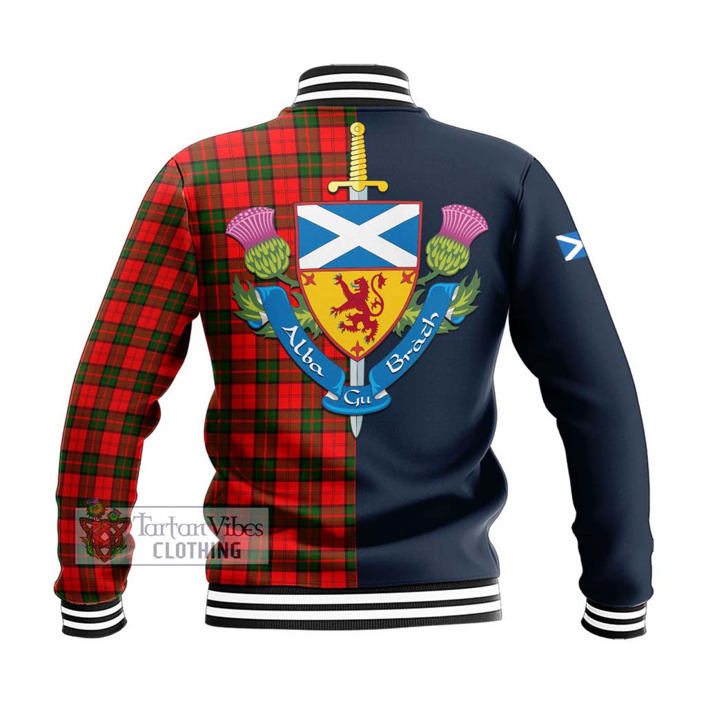 Tartan Vibes Clothing Dunbar Modern Tartan Baseball Jacket with Scottish Lion Royal Arm Half Style