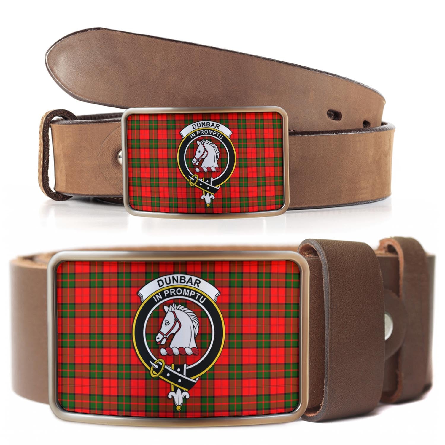 Dunbar Modern Tartan Belt Buckles with Family Crest - Tartan Vibes Clothing