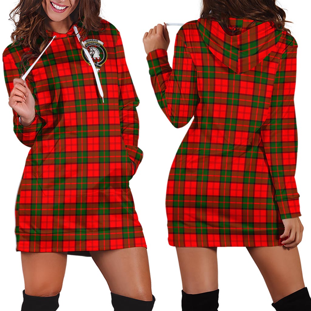 Dunbar Modern Tartan Hoodie Dress with Family Crest - Tartanvibesclothing