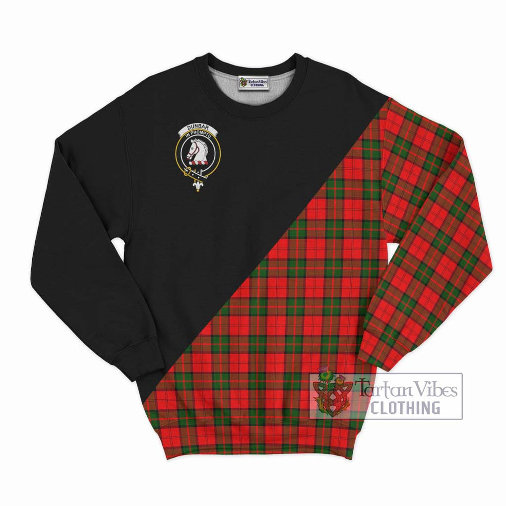 Dunbar Modern Tartan Sweatshirt with Family Crest and Military Logo Style - Tartanvibesclothing Shop