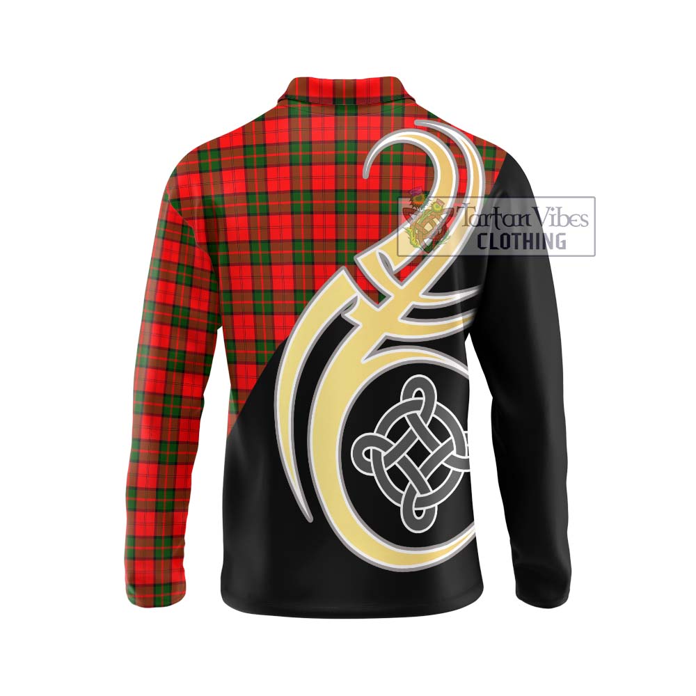 Dunbar Modern Tartan Long Sleeve Polo Shirt with Family Crest and Celtic Symbol Style - Tartan Vibes Clothing