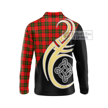 Dunbar Modern Tartan Long Sleeve Polo Shirt with Family Crest and Celtic Symbol Style