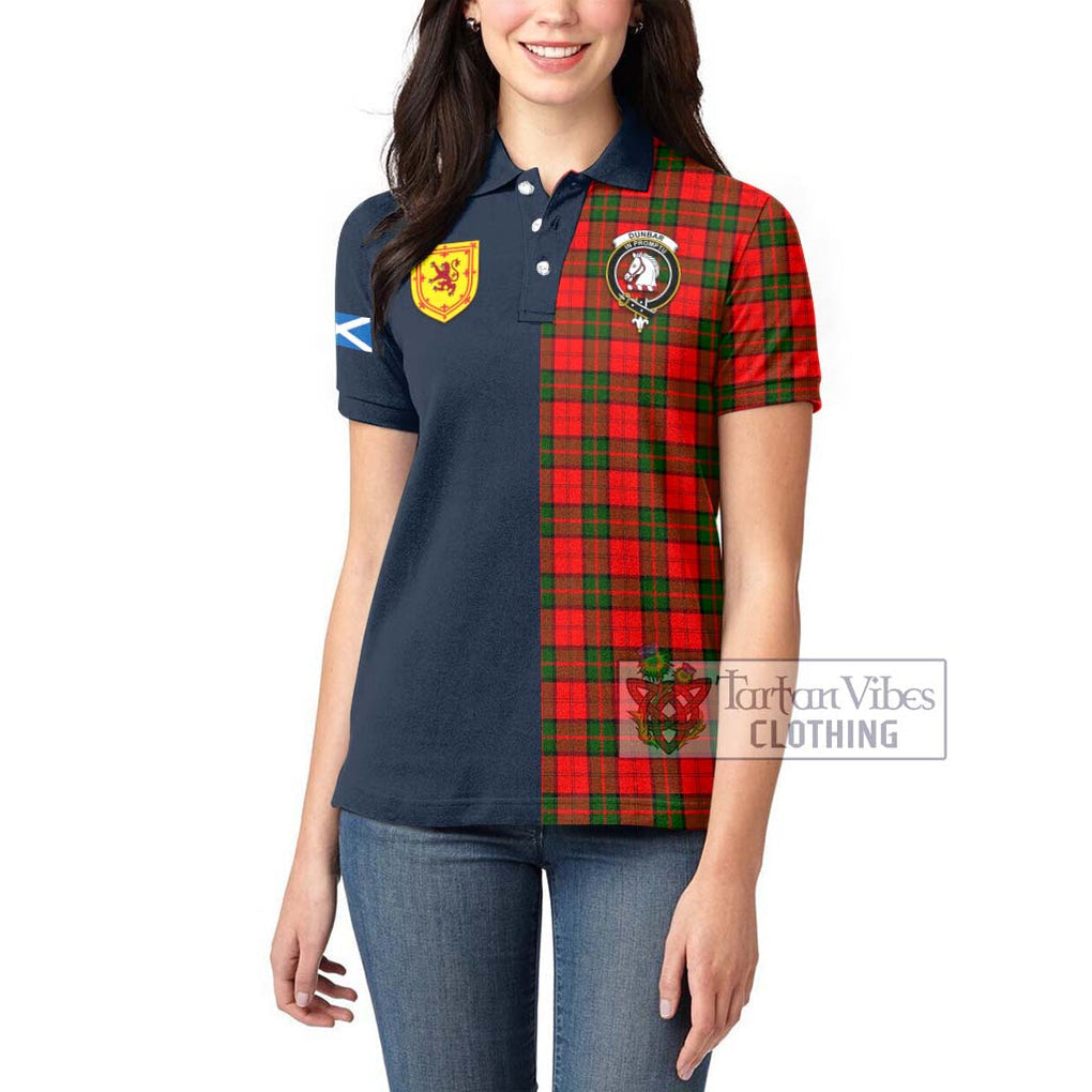 Tartan Vibes Clothing Dunbar Modern Tartan Women's Polo Shirt with Scottish Lion Royal Arm Half Style