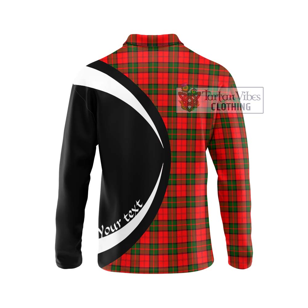 Dunbar Modern Tartan Long Sleeve Polo Shirt with Family Crest Circle Style - Tartan Vibes Clothing