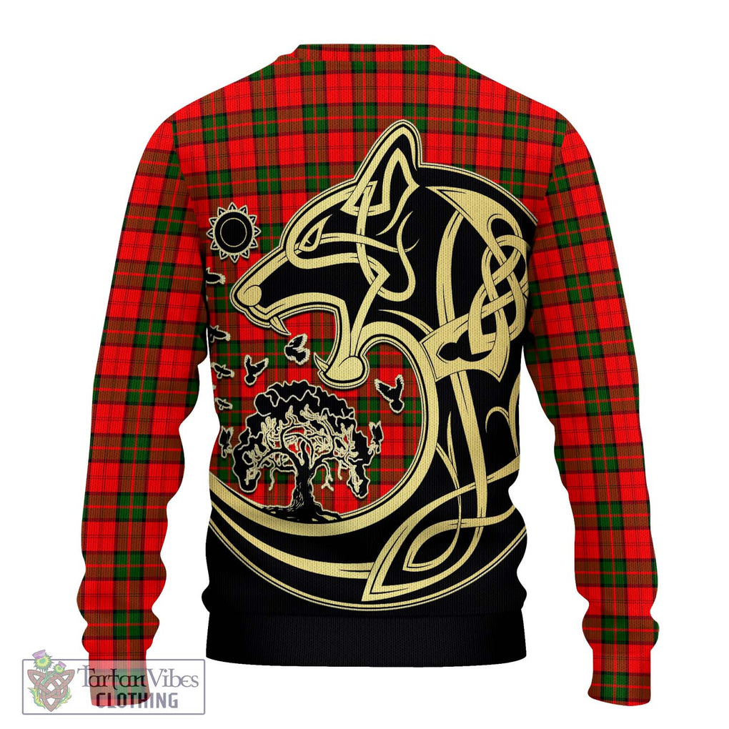 Dunbar Modern Tartan Knitted Sweater with Family Crest Celtic Wolf Style - Tartan Vibes Clothing