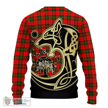 Dunbar Modern Tartan Ugly Sweater with Family Crest Celtic Wolf Style