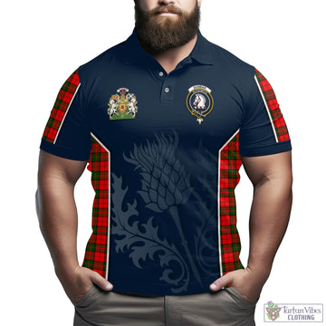 Dunbar Modern Tartan Men's Polo Shirt with Family Crest and Scottish Thistle Vibes Sport Style