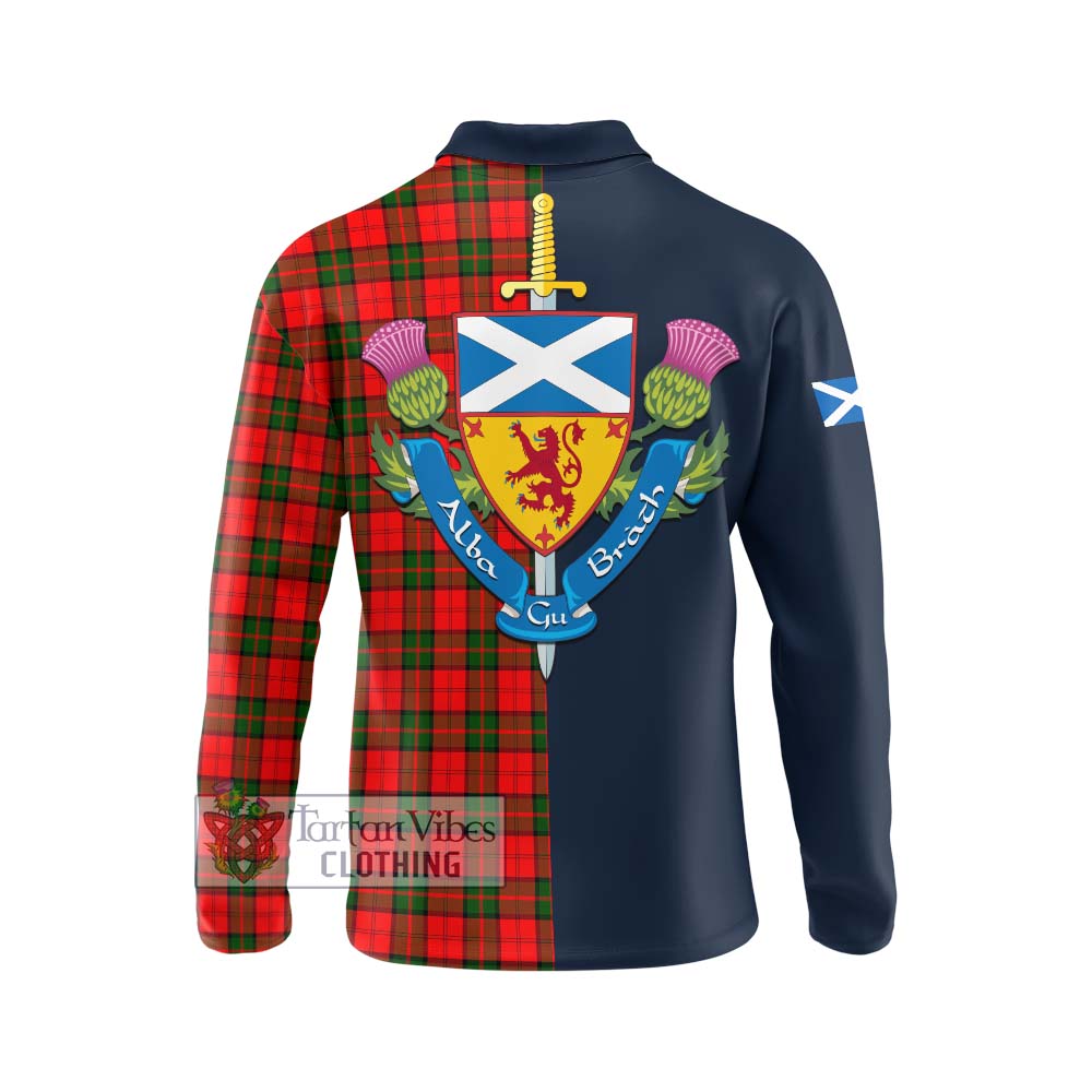 Tartan Vibes Clothing Dunbar Modern Tartan Long Sleeve Polo Shirt with Scottish Lion Royal Arm Half Style