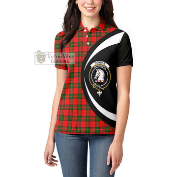Dunbar Modern Tartan Women's Polo Shirt with Family Crest Circle Style