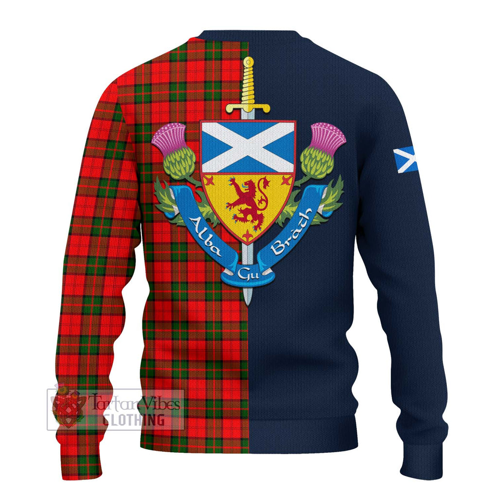 Tartan Vibes Clothing Dunbar Modern Tartan Knitted Sweater with Scottish Lion Royal Arm Half Style