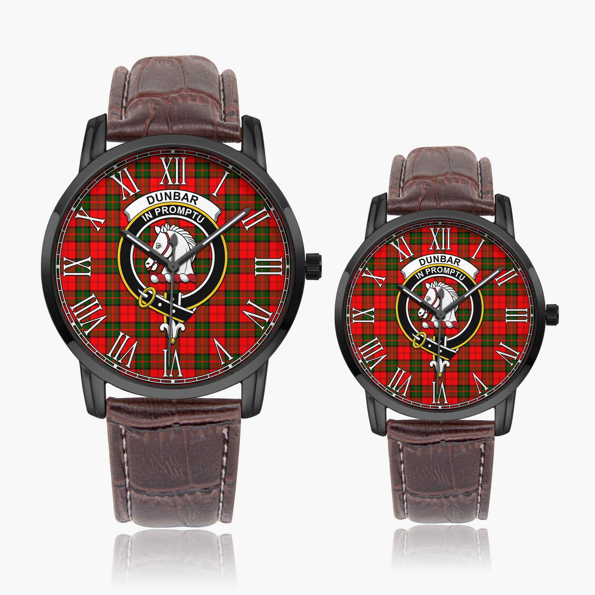 Dunbar Modern Tartan Family Crest Leather Strap Quartz Watch - Tartanvibesclothing