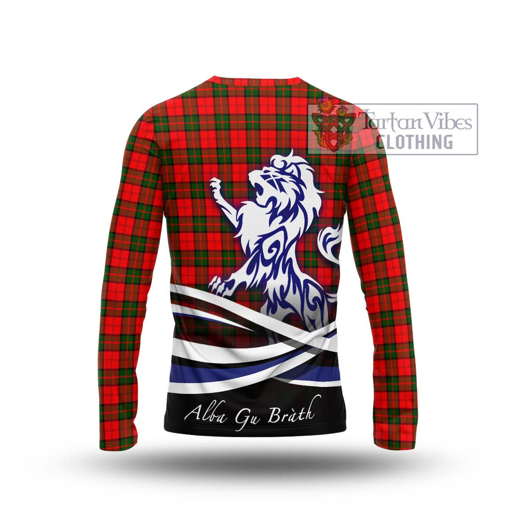 Dunbar Modern Tartan Long Sleeve T-Shirt with Alba Gu Brath Regal Lion Emblem - Tartanvibesclothing Shop