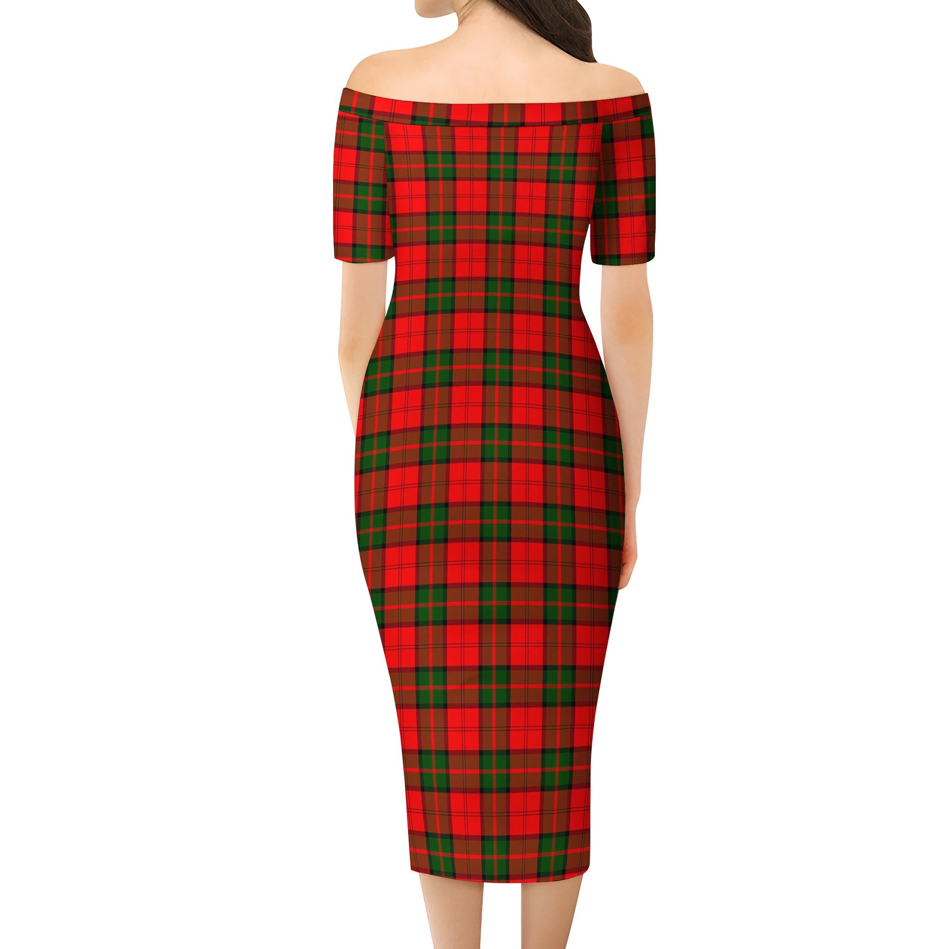 Dunbar Modern Tartan Off Shoulder Lady Dress - Tartanvibesclothing