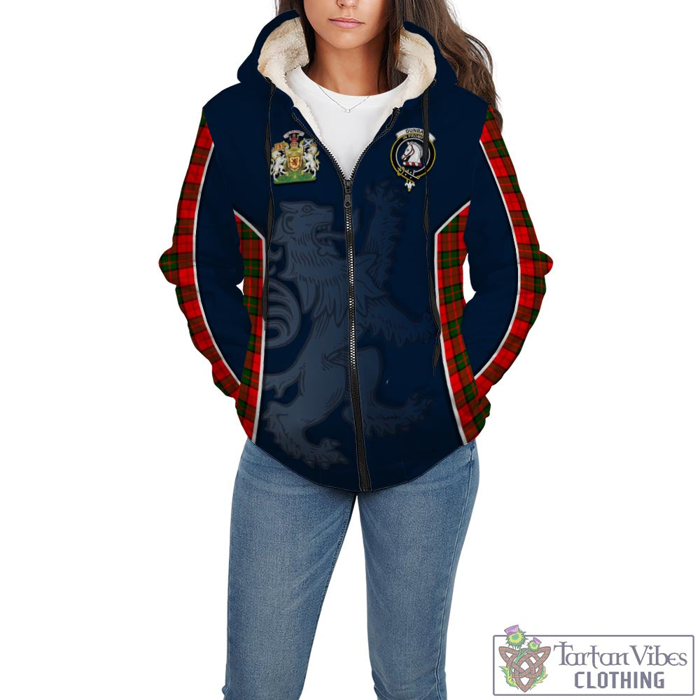 Tartan Vibes Clothing Dunbar Modern Tartan Sherpa Hoodie with Family Crest and Lion Rampant Vibes Sport Style