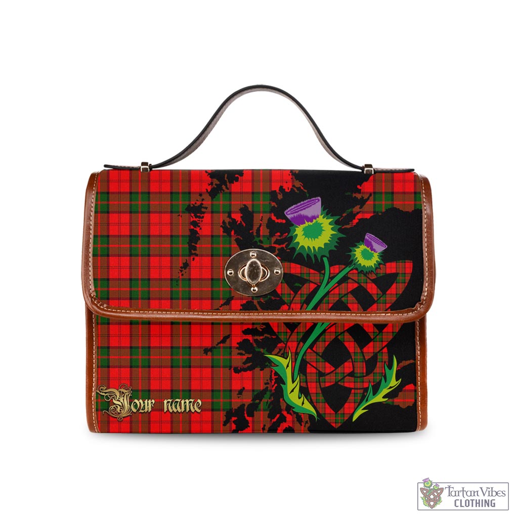 Tartan Vibes Clothing Dunbar Modern Tartan Waterproof Canvas Bag with Scotland Map and Thistle Celtic Accents