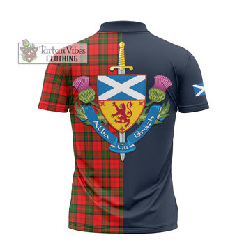 Dunbar Modern Tartan Zipper Polo Shirt Alba with Scottish Lion Royal Arm Half Style