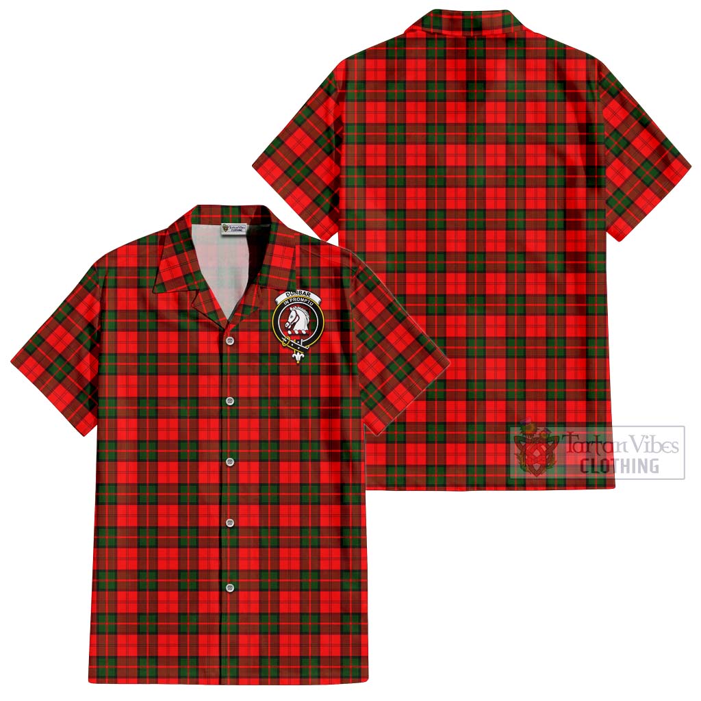 Tartan Vibes Clothing Dunbar Modern Tartan Cotton Hawaiian Shirt with Family Crest