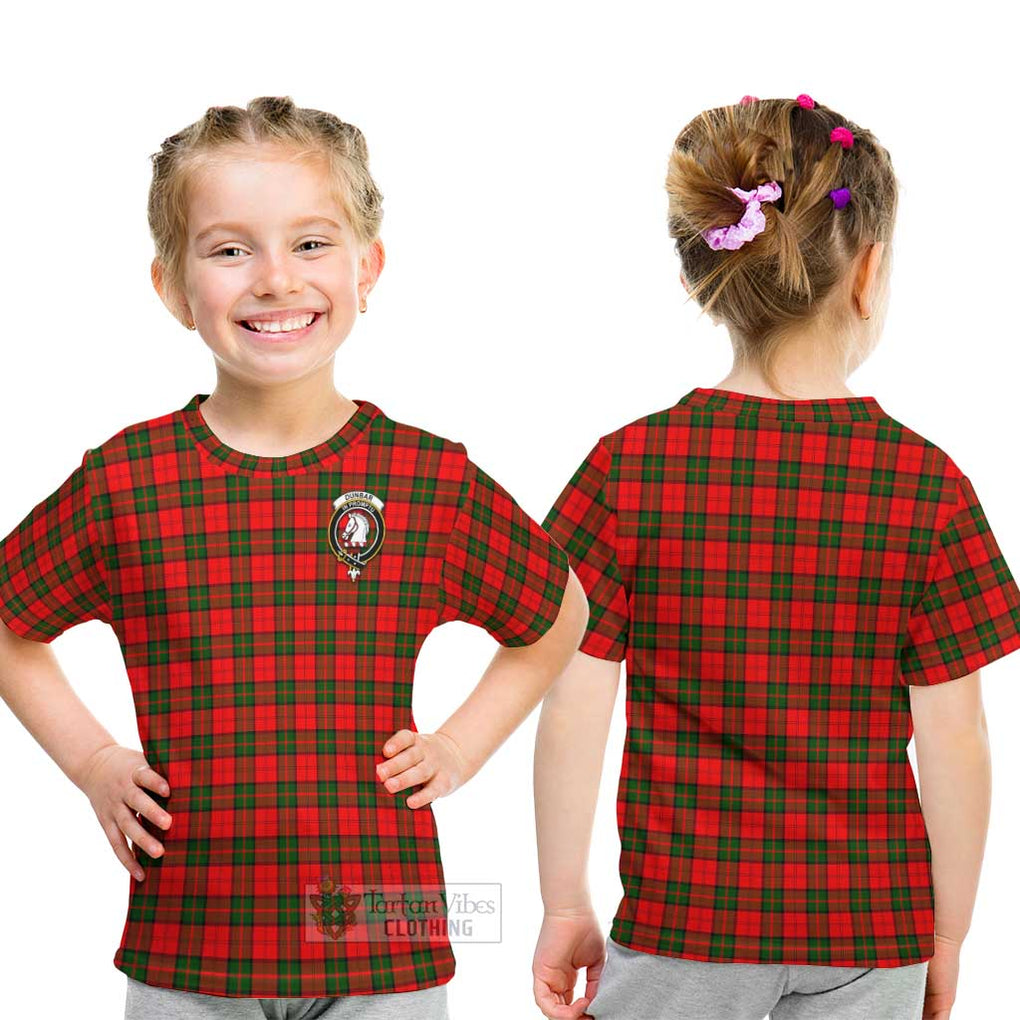 Dunbar Modern Tartan Kid T-Shirt with Family Crest - Tartanvibesclothing Shop