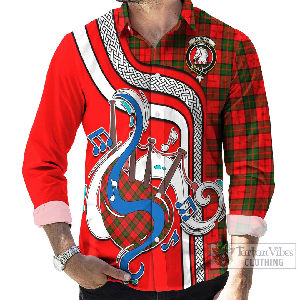 Dunbar Modern Tartan Long Sleeve Button Shirt with Epic Bagpipe Style - Tartanvibesclothing Shop