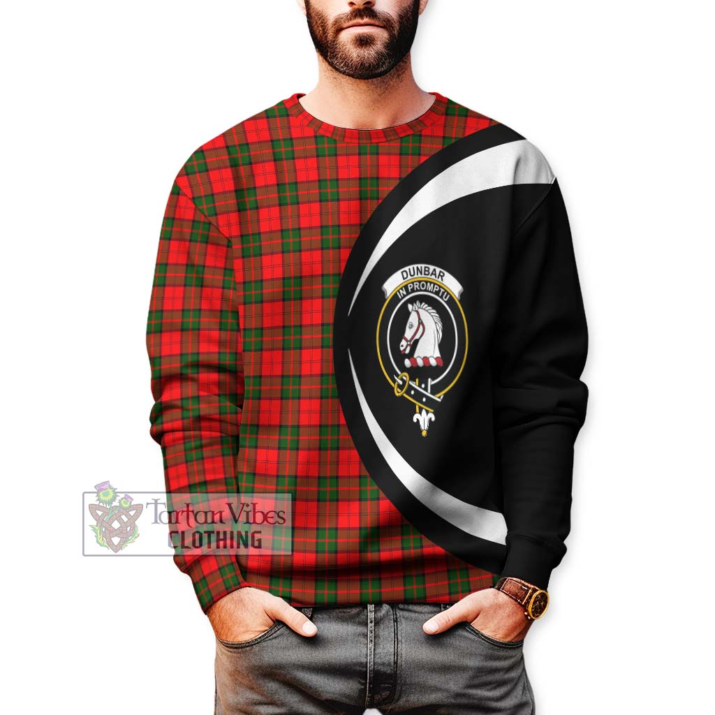 Dunbar Modern Tartan Sweatshirt with Family Crest Circle Style - Tartan Vibes Clothing