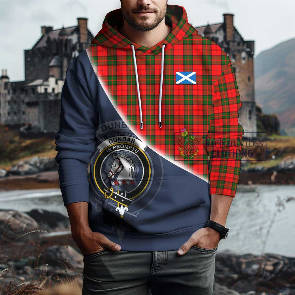 Dunbar Modern Tartan Hoodie with Personalised National Flag and Family Crest Half Style - Tartanvibesclothing Shop