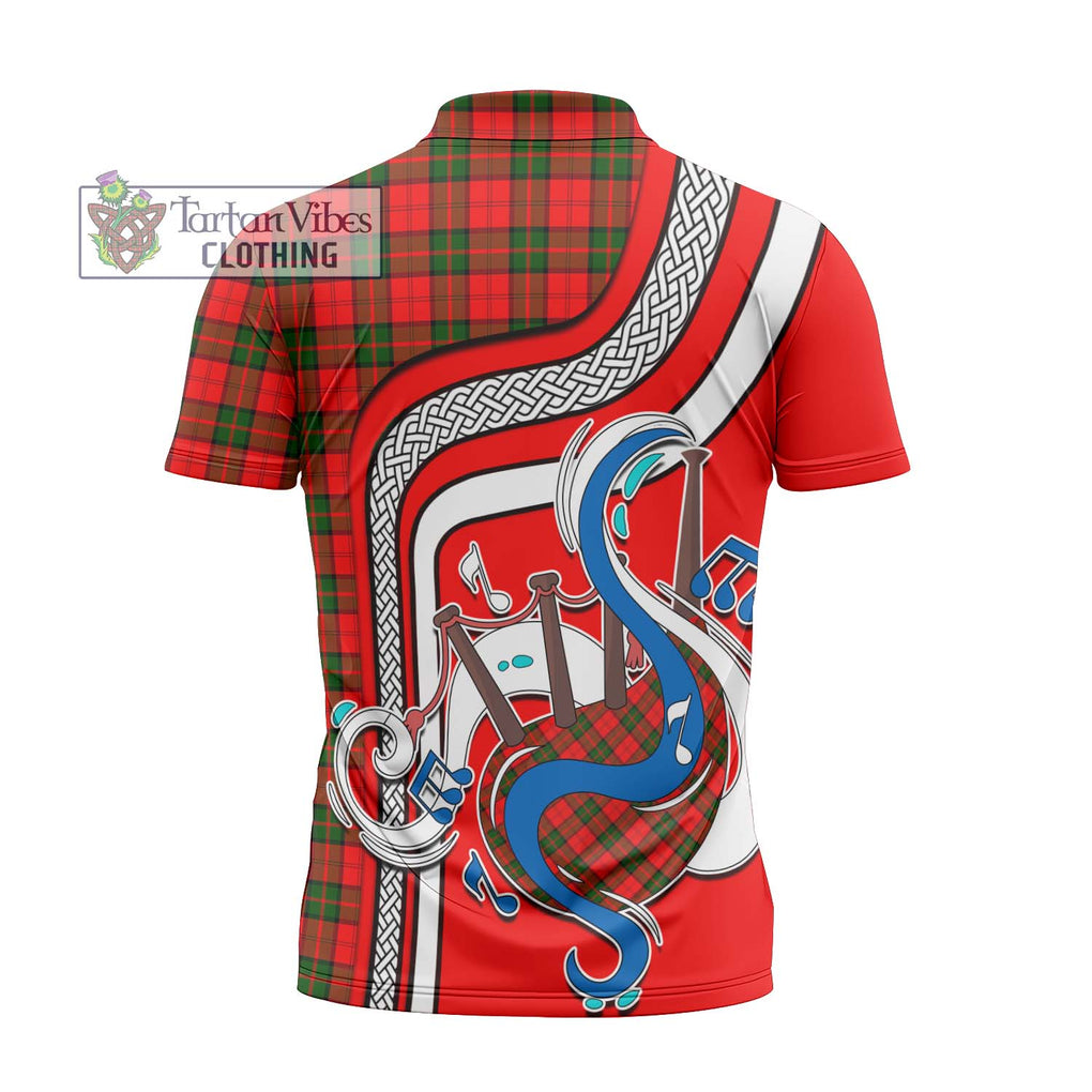 Dunbar Modern Tartan Zipper Polo Shirt with Epic Bagpipe Style - Tartanvibesclothing Shop