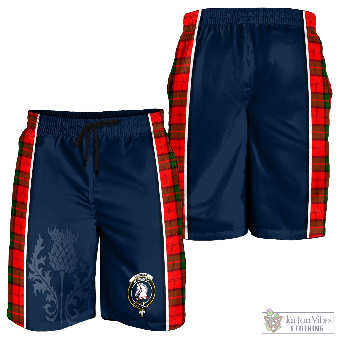 Tartan Vibes Clothing Dunbar Modern Tartan Men's Shorts with Family Crest and Scottish Thistle Vibes Sport Style