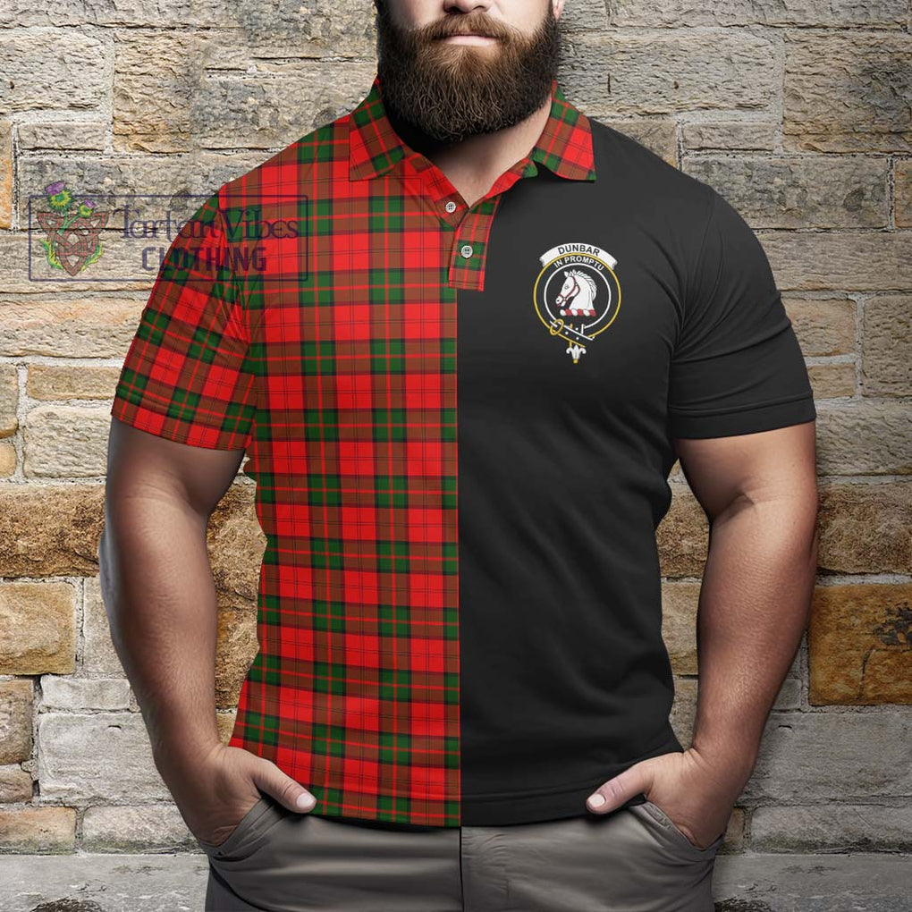 Dunbar Modern Tartan Polo Shirt with Family Crest and Half Of Me Style - Tartanvibesclothing Shop